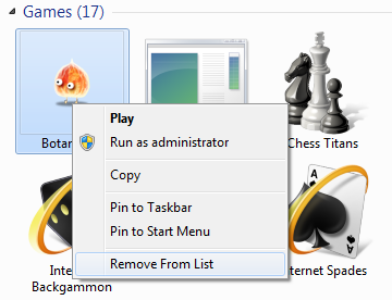 Carpeta de juegos en Windows 7