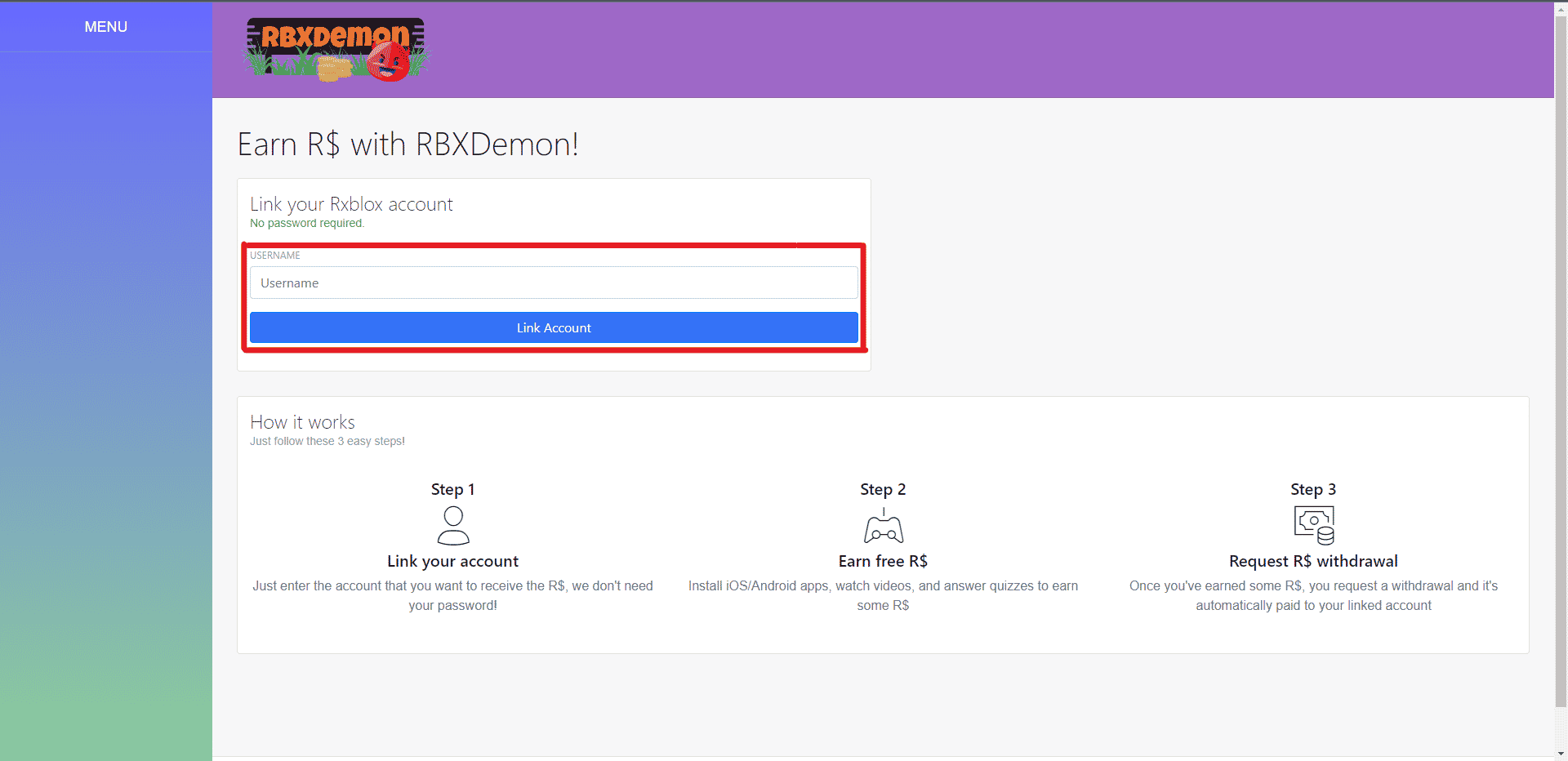 Ingrese el NOMBRE DE USUARIO de su cuenta de Roblux