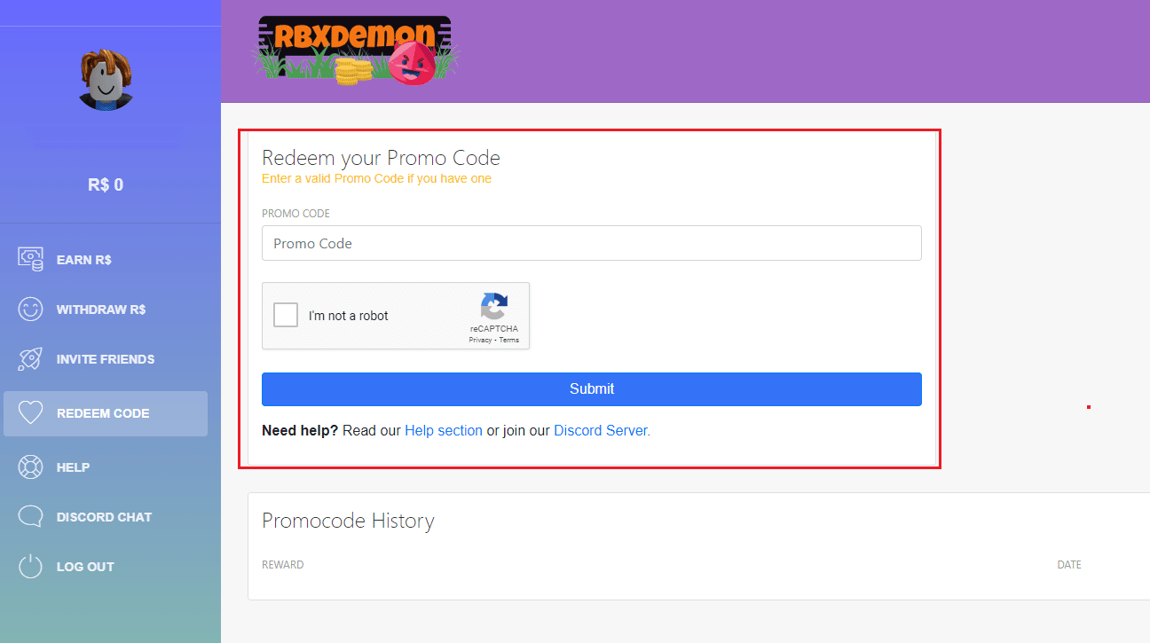 canjea tu código promocional