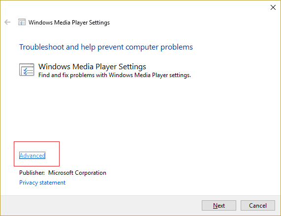 haga clic en Avanzado y luego haga clic en Ejecutar como administrador