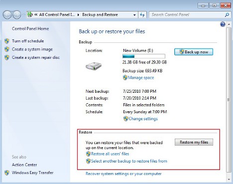respaldo de Windows