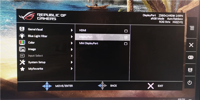 Selección de la fuente de entrada de video en un monitor de computadora