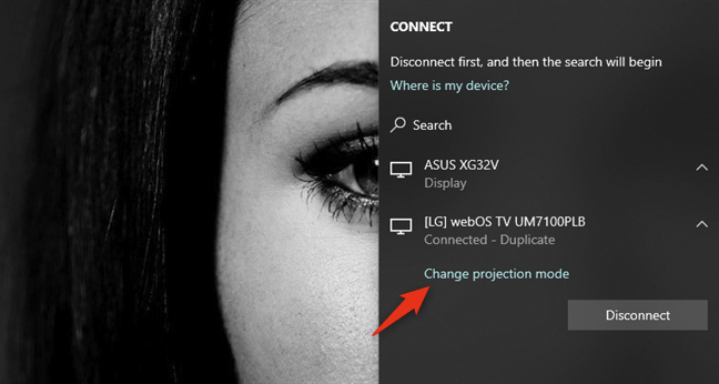 Cambiar el modo de proyección