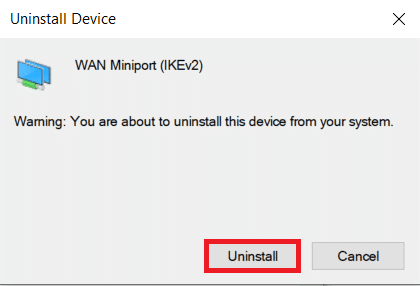 Marque la casilla Eliminar el software del controlador para este dispositivo y haga clic en Desinstalar