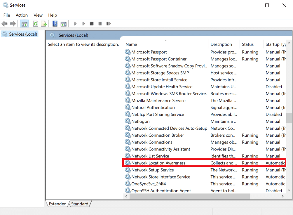 Desplácese hacia abajo y haga doble clic en Reconocimiento de ubicación de red.  Arreglar No se encontraron redes WiFi Windows 10