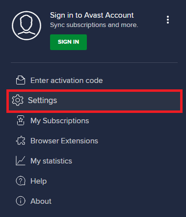 Ahora, haga clic en Configuración en la lista desplegable.  Corrige ERR_EMPTY_RESPONSE en Windows 10