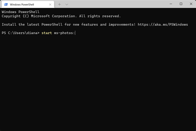Abrir fotos desde la terminal de Windows