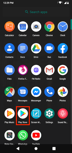 Toque la aplicación Play Store para abrirla