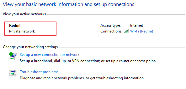 cambie su WiFi a una red privada para arreglar WiFi sigue desconectando el problema en Windows 10