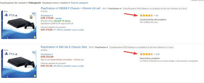 Comparación de calificaciones de Amazon