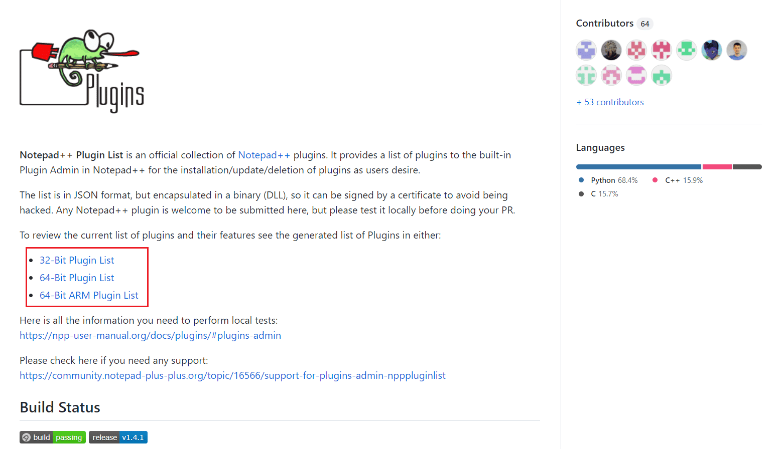 descargue el complemento Notepad plus plus manualmente desde la página de github