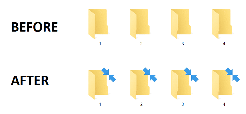 Quitar el icono de la flecha azul de los archivos y carpetas comprimidos en Windows 10 Quitar el icono de la flecha azul de los archivos y carpetas comprimidos en Windows 10