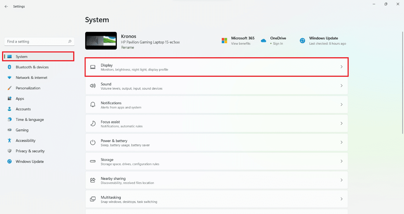 La sección Sistema de la aplicación Configuración. Cómo rotar la pantalla en Windows 11