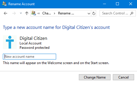Cuenta de usuario, Windows