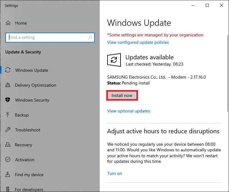 Si su sistema está desactualizado, haga clic en Instalar ahora para descargar e instalar la última versión