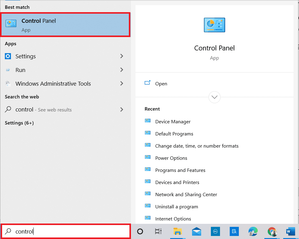 Presione la tecla de Windows. Escriba Panel de control y ábralo. Arreglar la videollamada de Microsoft Teams que no funciona