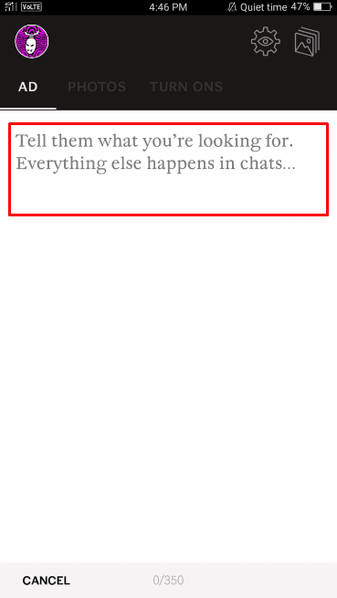 Ahora, crea su anuncio personal que se publicará en un tablón de anuncios público para que otros puedan ver lo que ha escrito, así como cualquier imagen y otros detalles que haya elegido incluir sobre usted. 