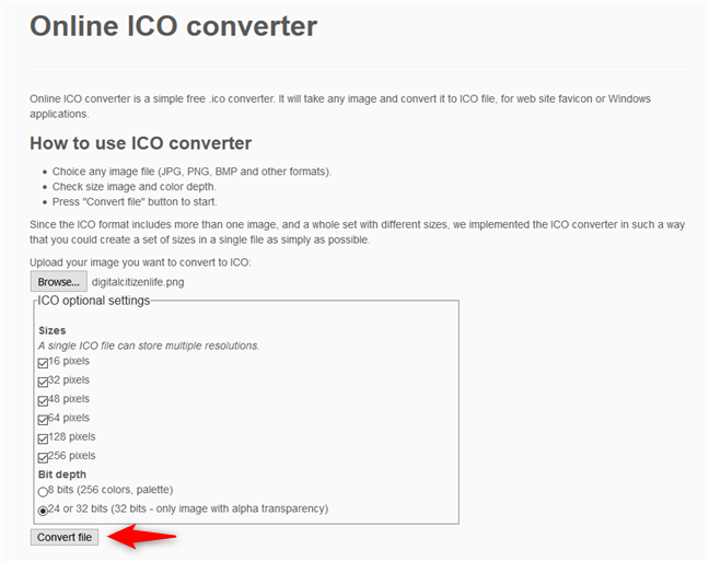 Convertidor ICO en línea: convertir imagen en icono
