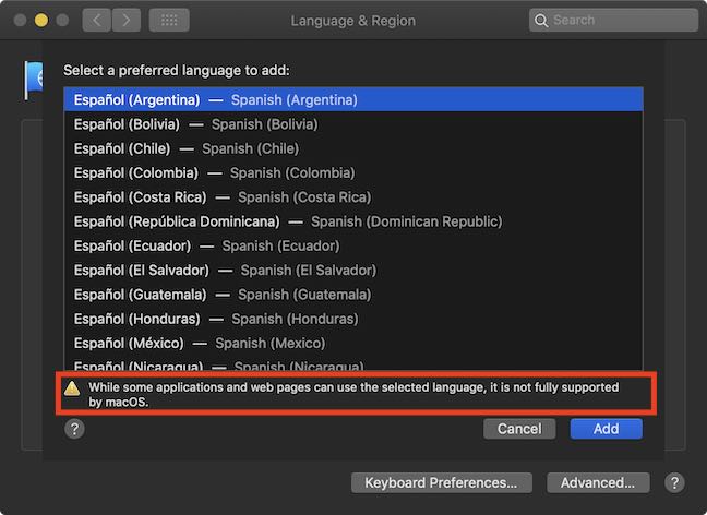 Variaciones del idioma español que no son totalmente compatibles