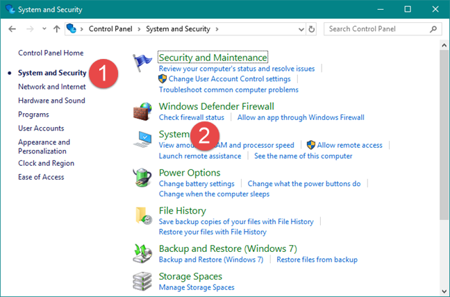 El enlace del Sistema desde el Panel de Control