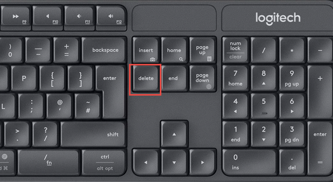 La tecla Supr en un teclado estándar
