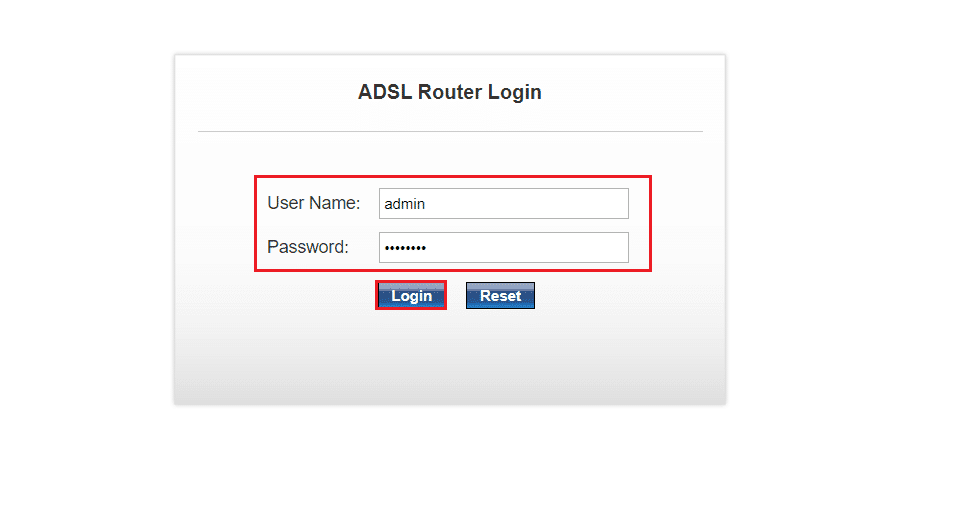 inicie sesión con su credencial en el inicio de sesión del enrutador adsl prolink
