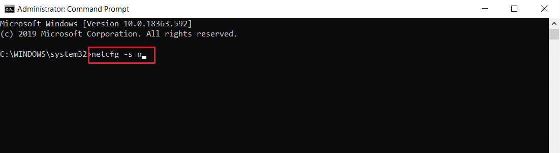 escriba el comando netcfg en cmd o en el símbolo del sistema