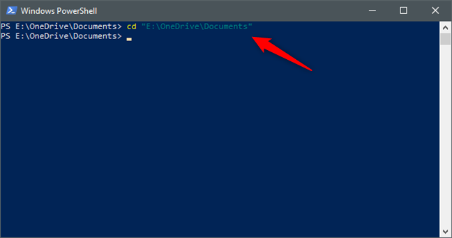 Usando Powershell para entrar en la carpeta