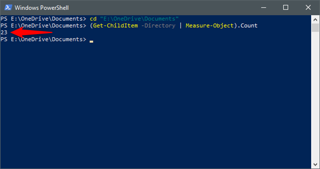 Uso de PowerShell para contar subcarpetas en una carpeta