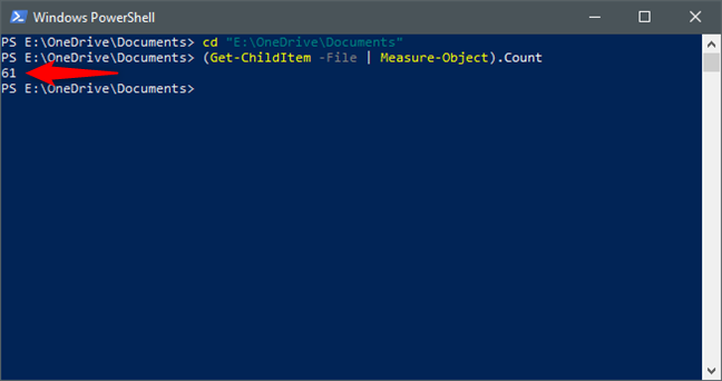 Uso de PowerShell para contar archivos en una carpeta