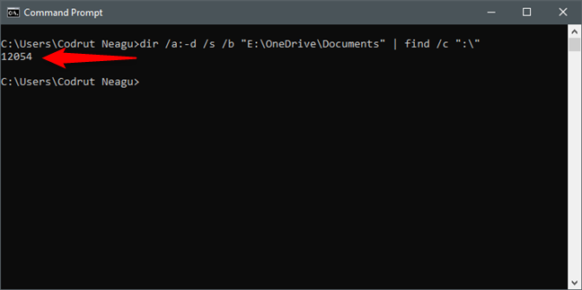 Usando la línea de comando (cmd) para contar archivos en una carpeta