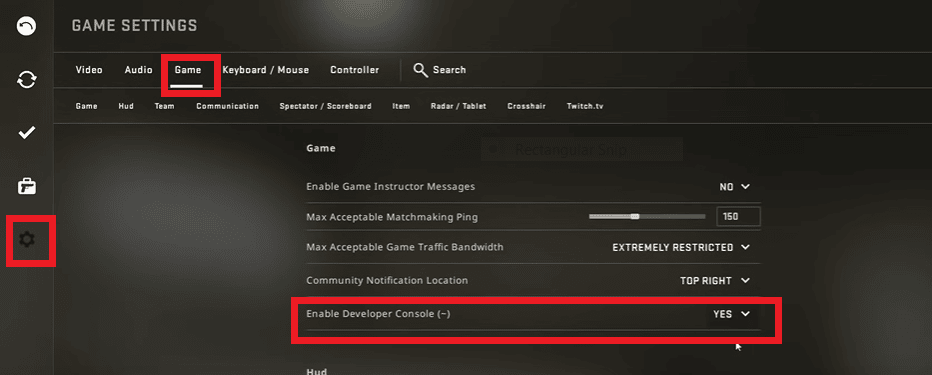 Habilite la Consola de desarrollador.  Arreglar la configuración de video de CS GO que no guarda el error