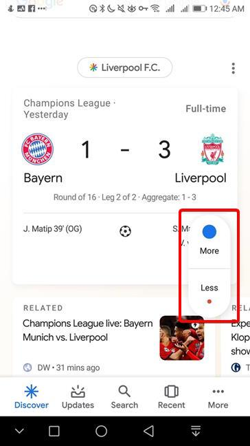Elija ver más o menos de un tema en Google Discover