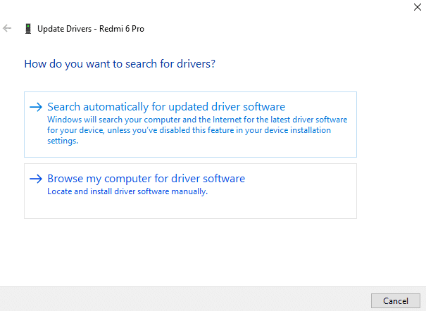 Haga clic en Buscar software de controlador en mi computadora | Instale ADB (Android Debug Bridge) en Windows 10