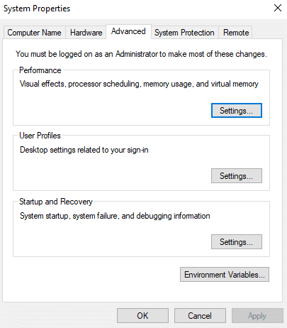 Abra la configuración avanzada del sistema buscando en la barra de búsqueda | Instalar ADB en Windows 10