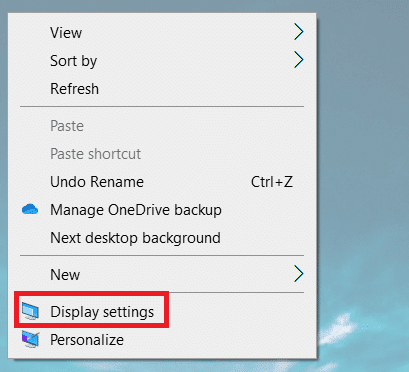 Haga clic derecho en el escritorio.  Seleccione Configuración de pantalla |  ¿Cuánta VRAM tengo en Windows 10?