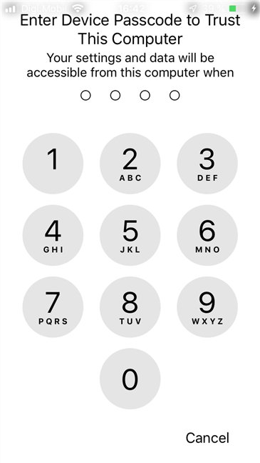 El código PIN utilizado en el iPhone