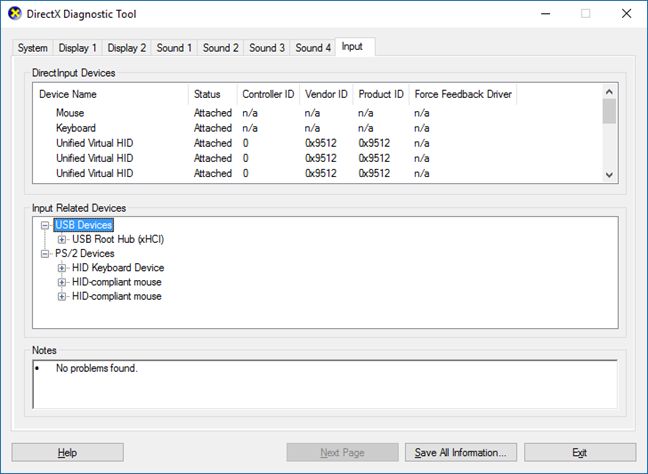 Herramienta de diagnóstico de DirectX, dxdiag, Windows