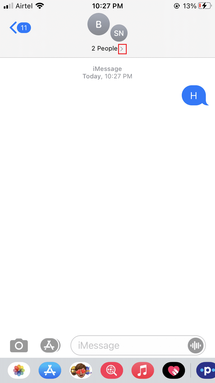 Toque el ícono de la flecha pequeña ubicado en el lado derecho del nombre del grupo