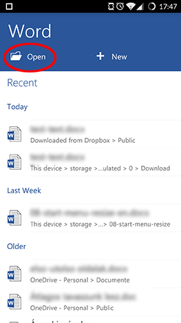 Android, dropbox, enlace, conexión, microsoft office, aplicaciones