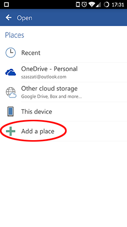 Android, dropbox, enlace, conexión, microsoft office, aplicaciones