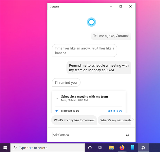 Cortana puede chatear y su ventana se puede mover y cambiar de tamaño