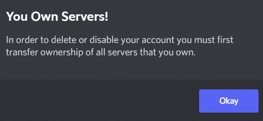 Eliminar cuenta de Discord. Tienes servidores