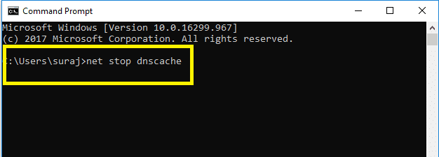 servicio net stop dnscache