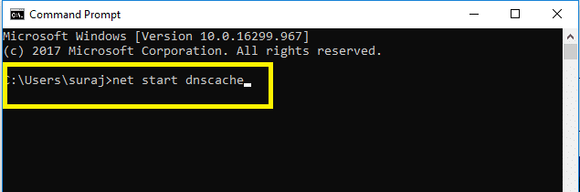 servicio net start dnscache
