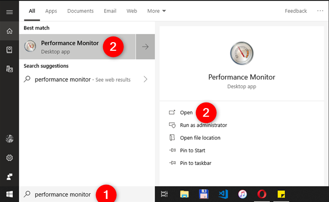 Abrir el Monitor de rendimiento en Windows 10