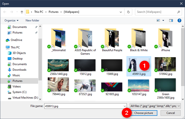 Elegir la imagen para usar como fondo de escritorio