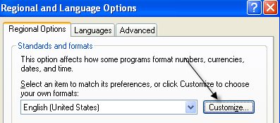 personalizar las opciones regionales