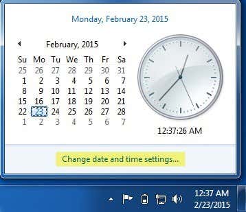 fecha en la barra de tareas