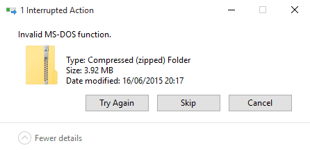 Solucione el error de la función MS-DOS no válida en Windows 10